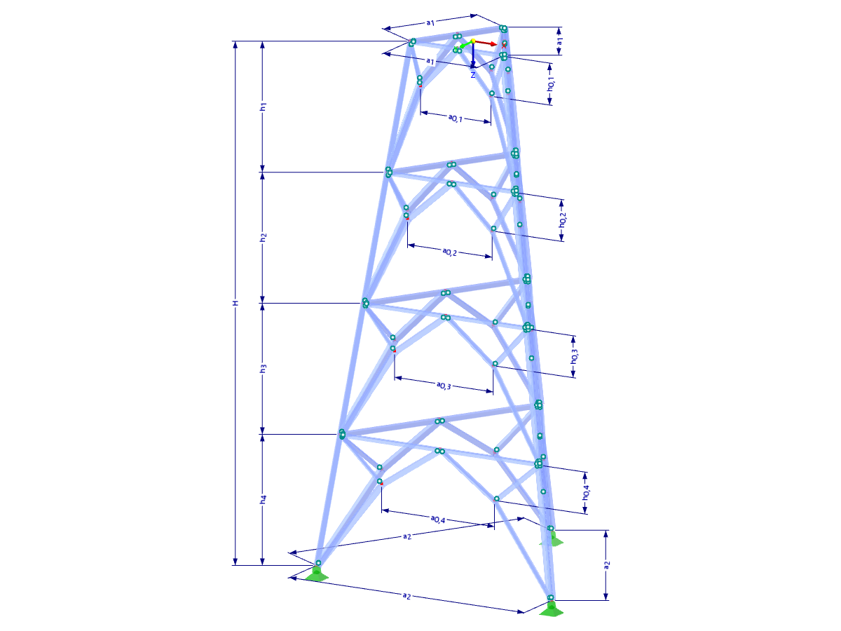 Modell 002369 | TST052-b | Gittermast | Dreieckiger Grundriss mit Parametern