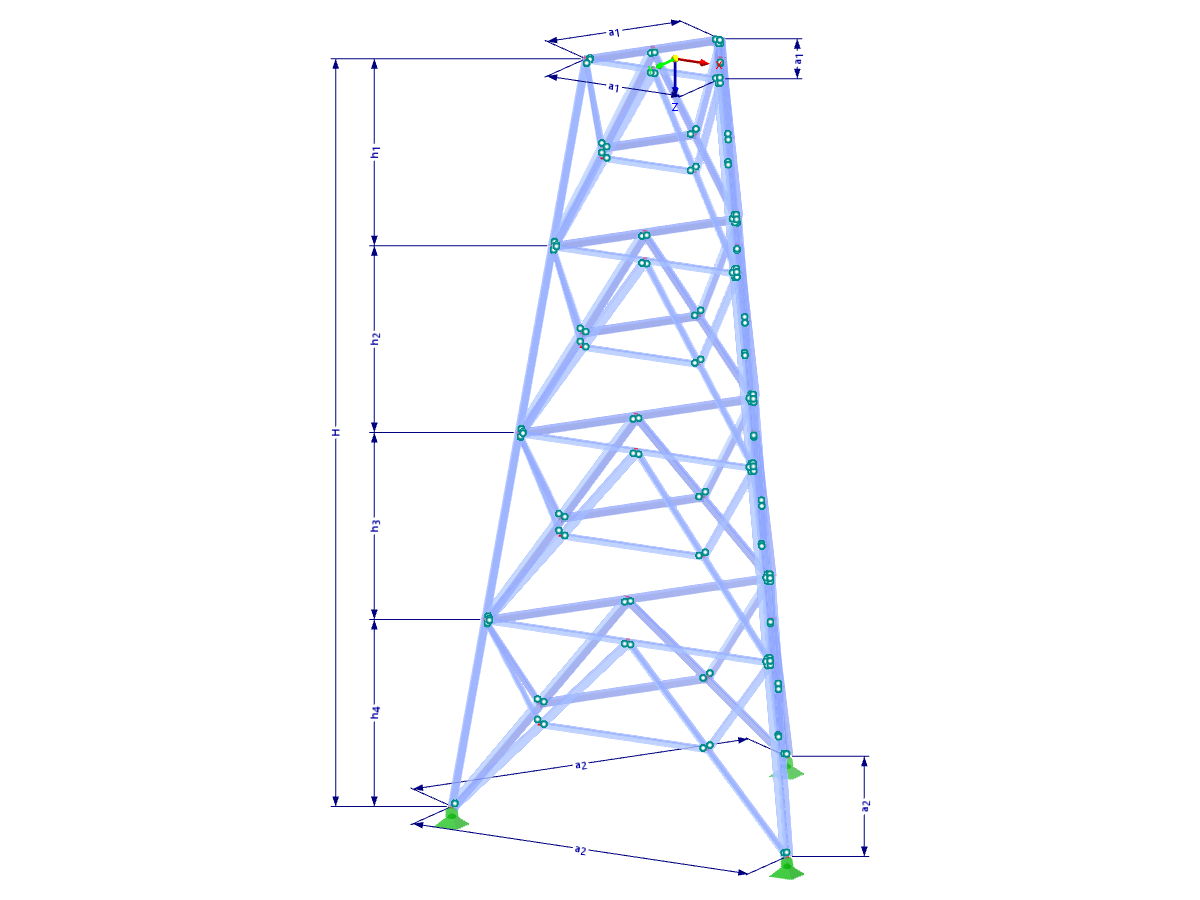 Modell 002370 | TST053-a | Gittermast | Dreieckiger Grundriss mit Parametern