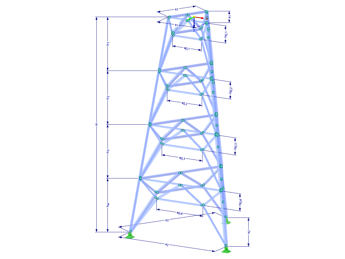 Modell 002372 | TST053-b | Gittermast | Dreieckiger Grundriss mit Parametern