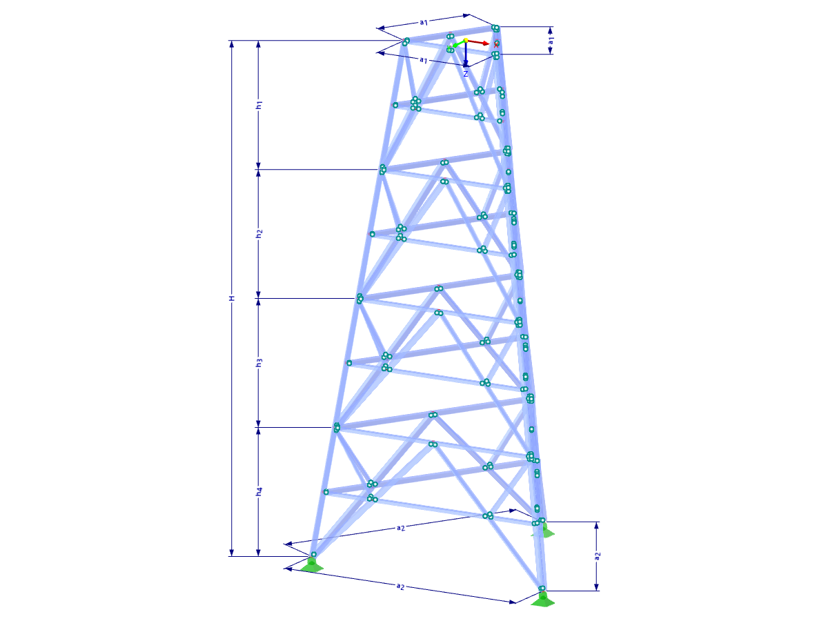 Modell 002373 | TST054-a | Gittermast | Dreieckiger Grundriss mit Parametern