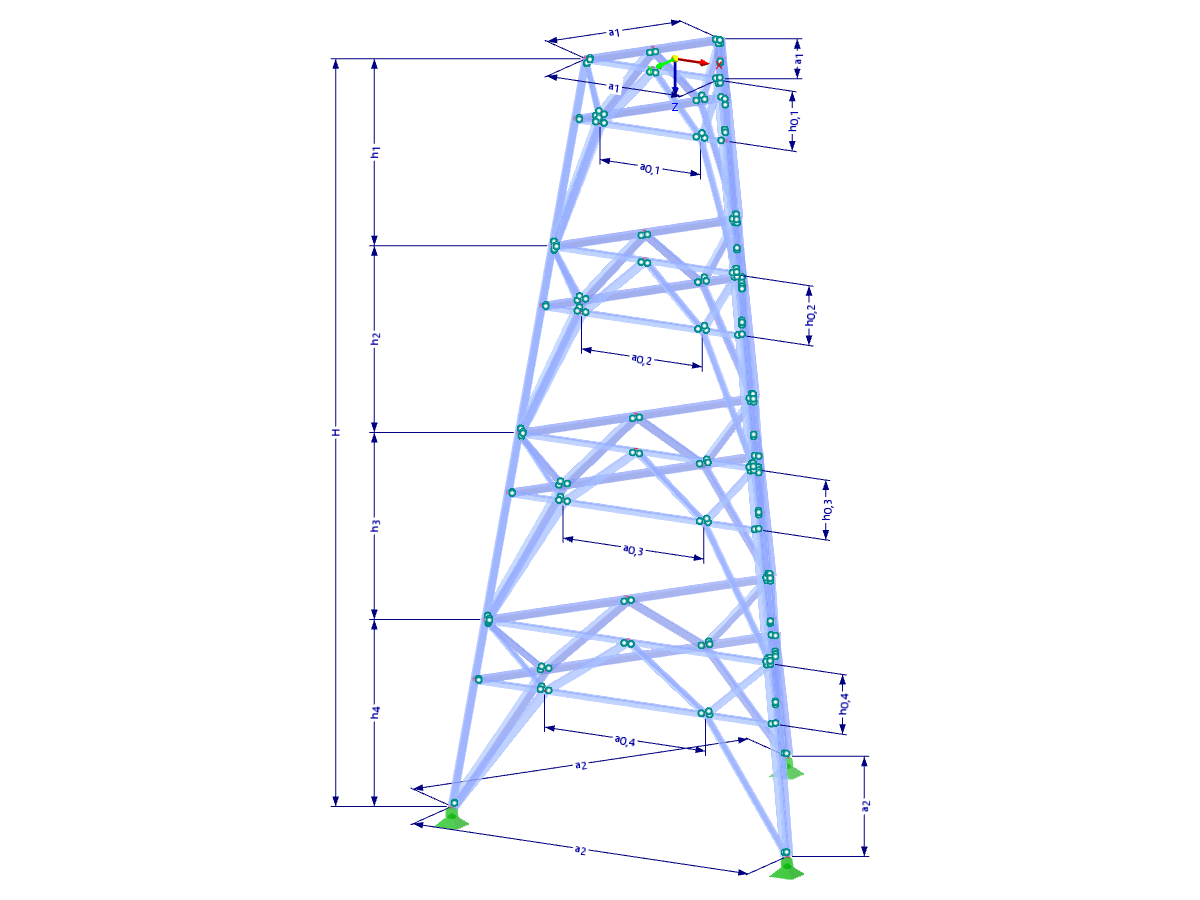 Modell 002374 | TST054-b | Gittermast | Dreieckiger Grundriss mit Parametern