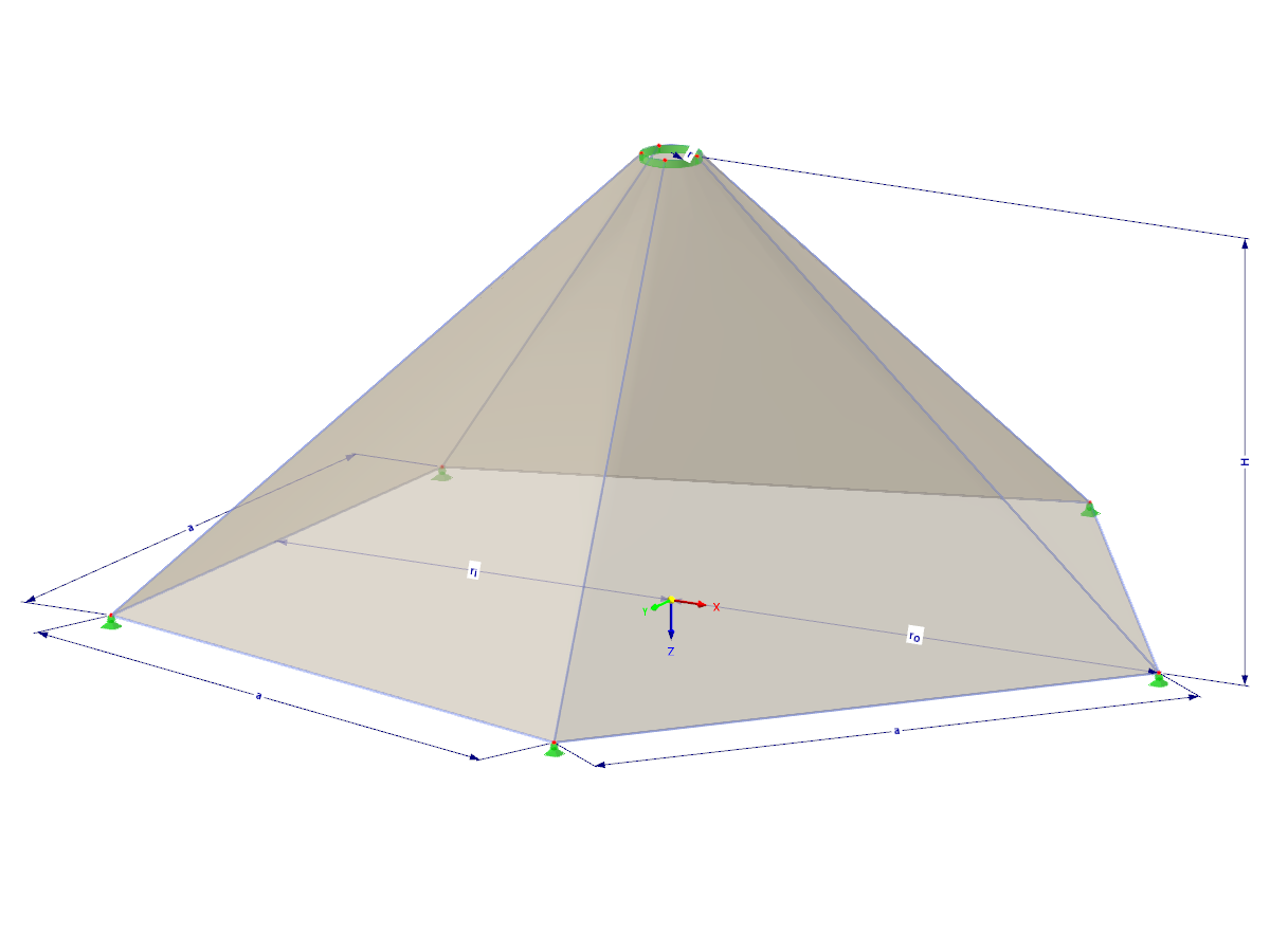 Modell 002399 | TMS003 | Membran- und Seilnetzstruktur mit Parametern