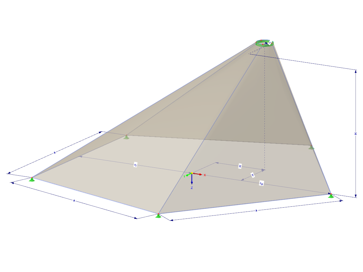 Modell 002407 | TMS003-b | Membran- und Seilnetzstruktur mit Parametern