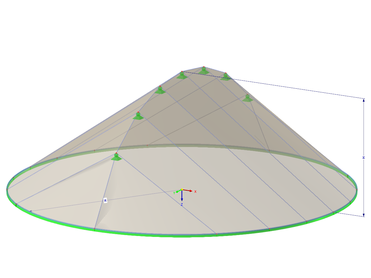 Modell 002408 | TMS008 | Membran- und Seilnetzstruktur mit Parametern