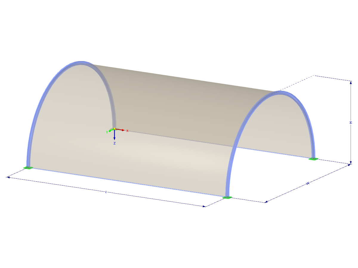 Modell 002409 | TMS002 | Membran- und Seilnetzstruktur mit Parametern