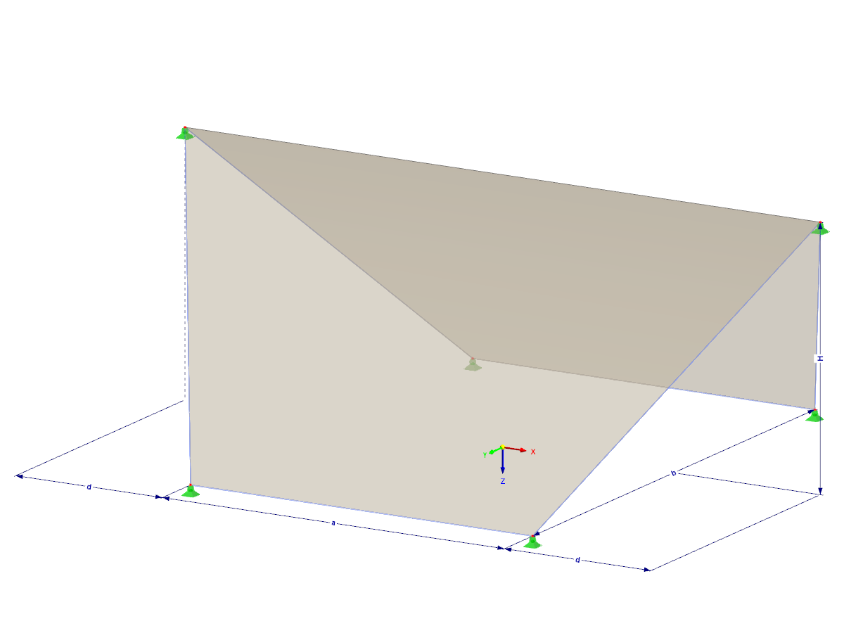 Modell 002414 | TMS010 | Membran- und Seilnetzstruktur mit Parametern