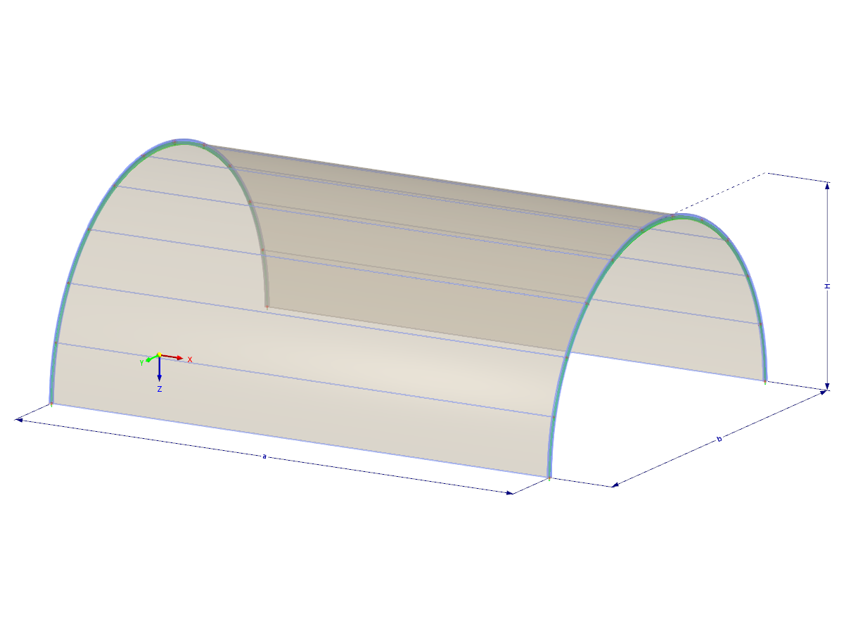 Modell 002419 | TMS014 | Membran- und Seilnetzstruktur mit Parametern