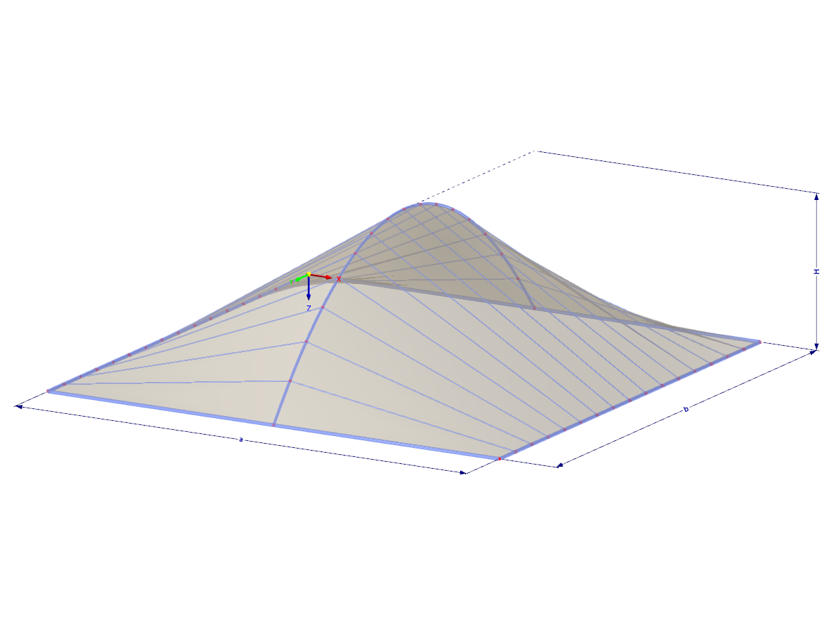 Modell 002475 | TMS020 | Membran- und Seilnetzstruktur mit Parametern