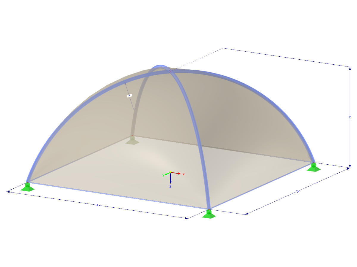 Modell 002488 | TMS025 | Membran- und Seilnetzstruktur mit Parametern