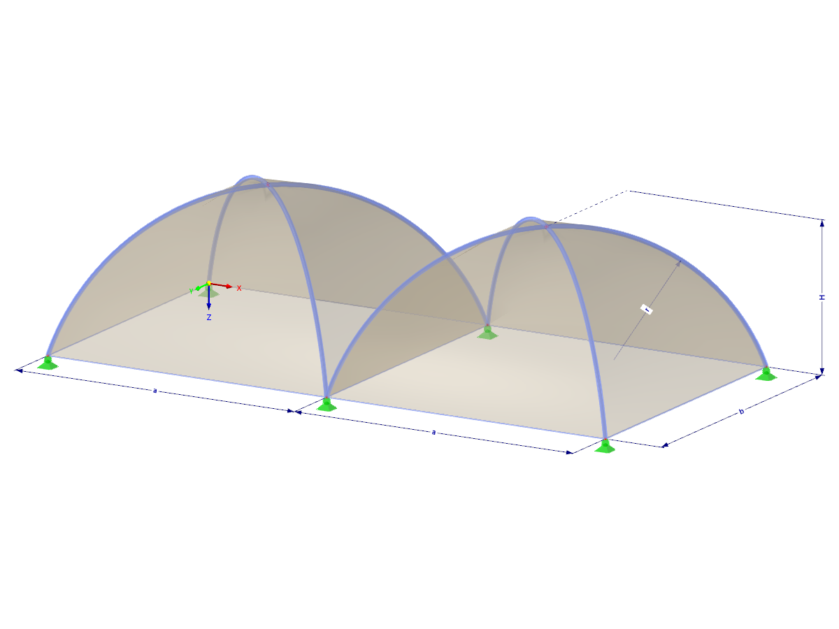 Modell 002489 | TMS026 | Membran- und Seilnetzstruktur mit Parametern