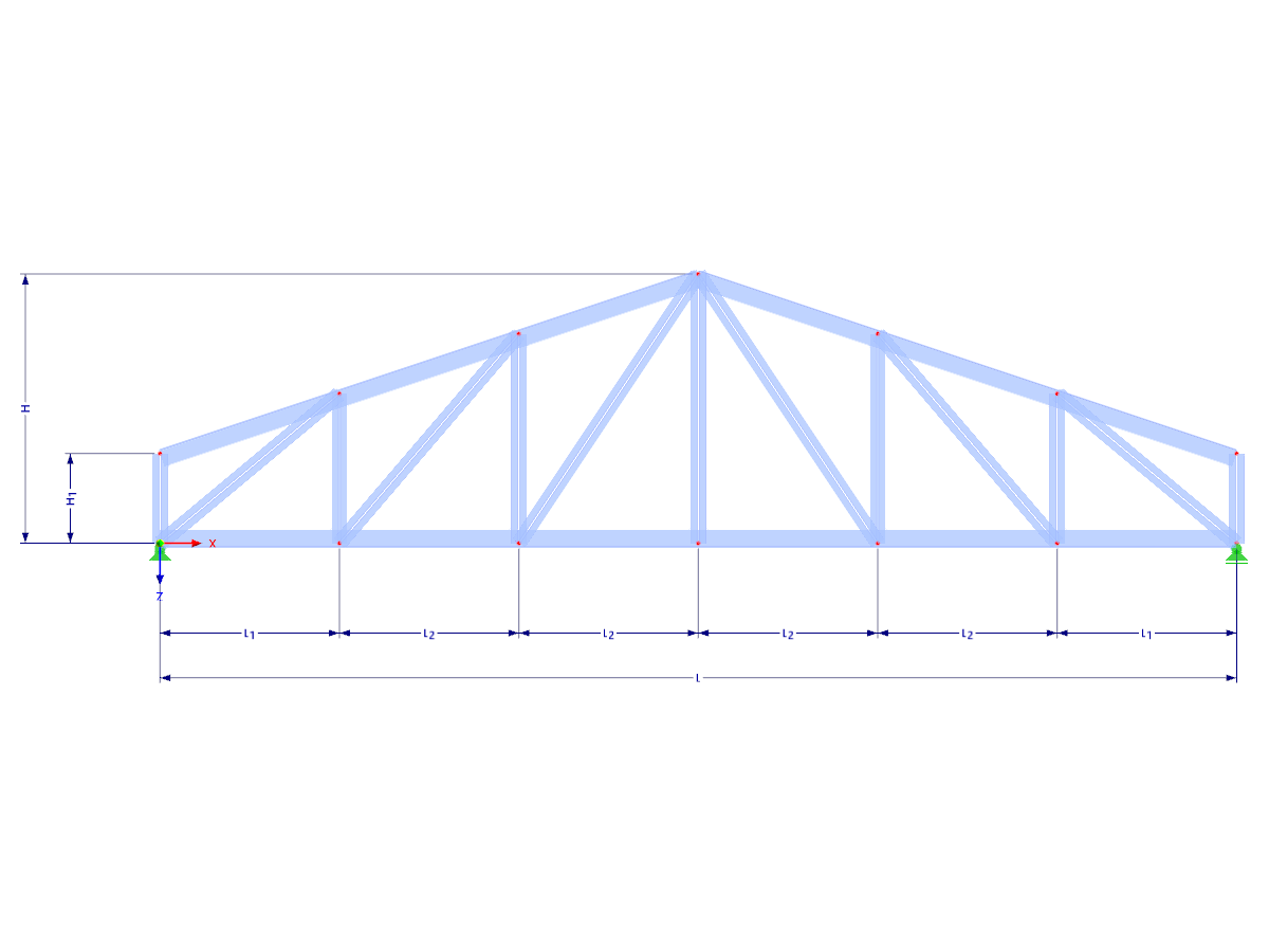 Modell 002493 | FT451 | Fachwerk für Satteldach mit Parametern