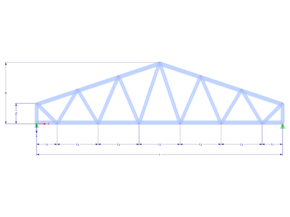 Modell 002495 | FT453 | Fachwerk für Satteldach mit Parametern