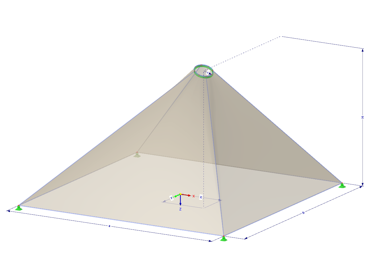 Modell 002496 | TMS005 | Membran- und Seilnetzstruktur mit Parametern