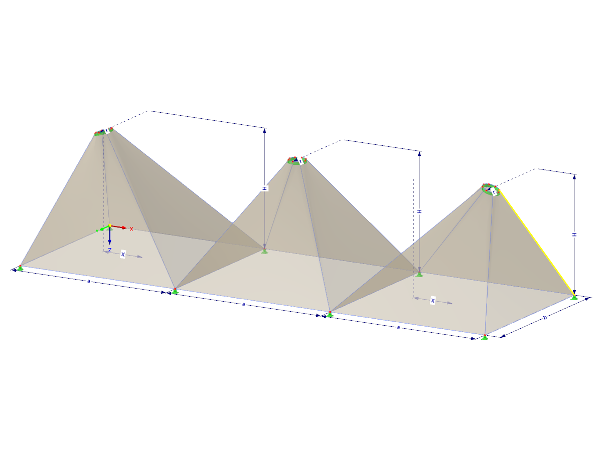 Modell 002508 | TMS005-c | Membran- und Seilnetzstruktur mit Parametern