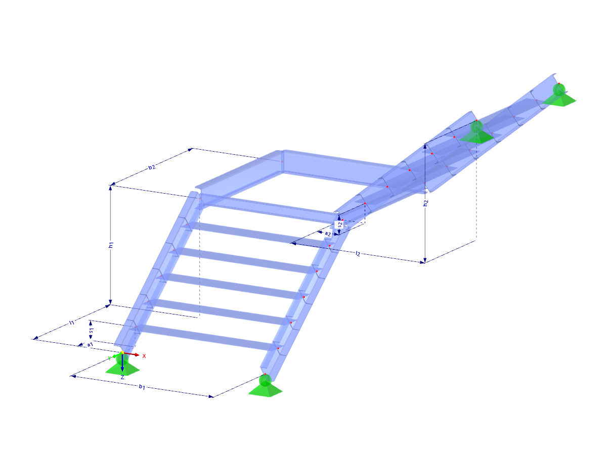 Modell 002985 | STS003-a | Treppe | Zweiläufig mit Parametern