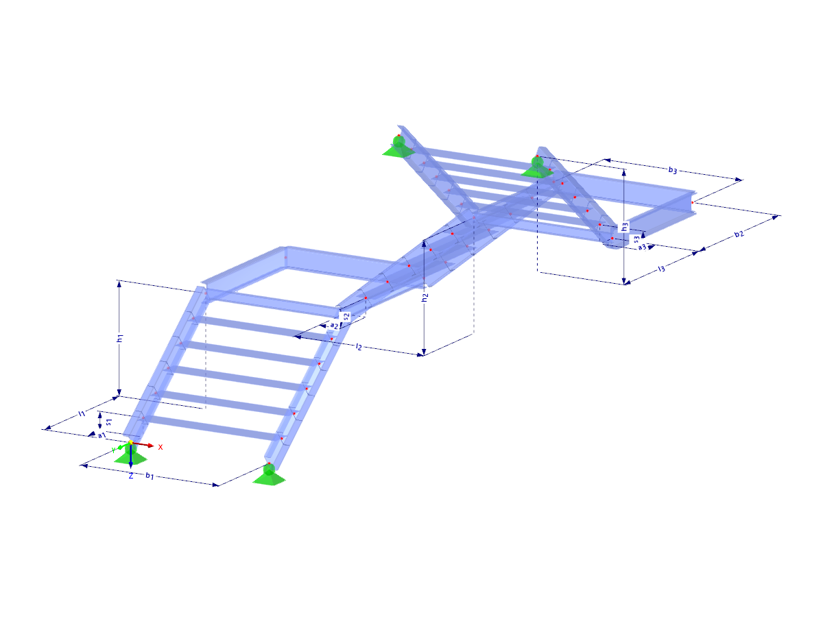 Modell 003033 | STS005-a | Treppe | Dreiläufig mit Parametern