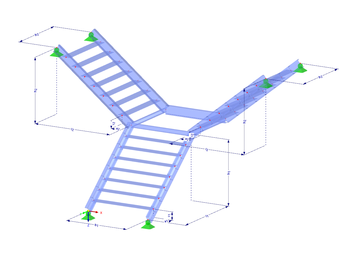 Modell 003052 | STS007 | Treppe | Dreiläufig mit Parametern