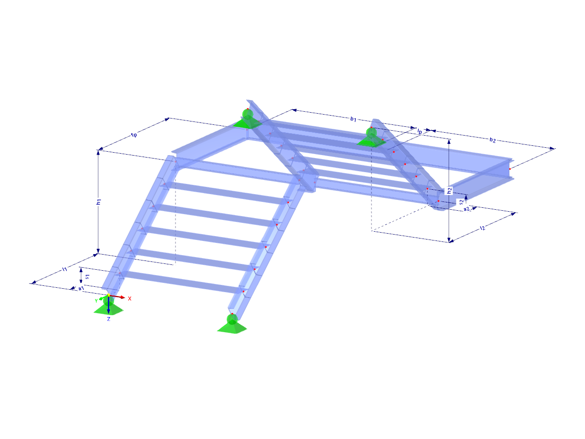 Modell 003070 | STS004-a | Treppe | Zweiläufig mit Parametern