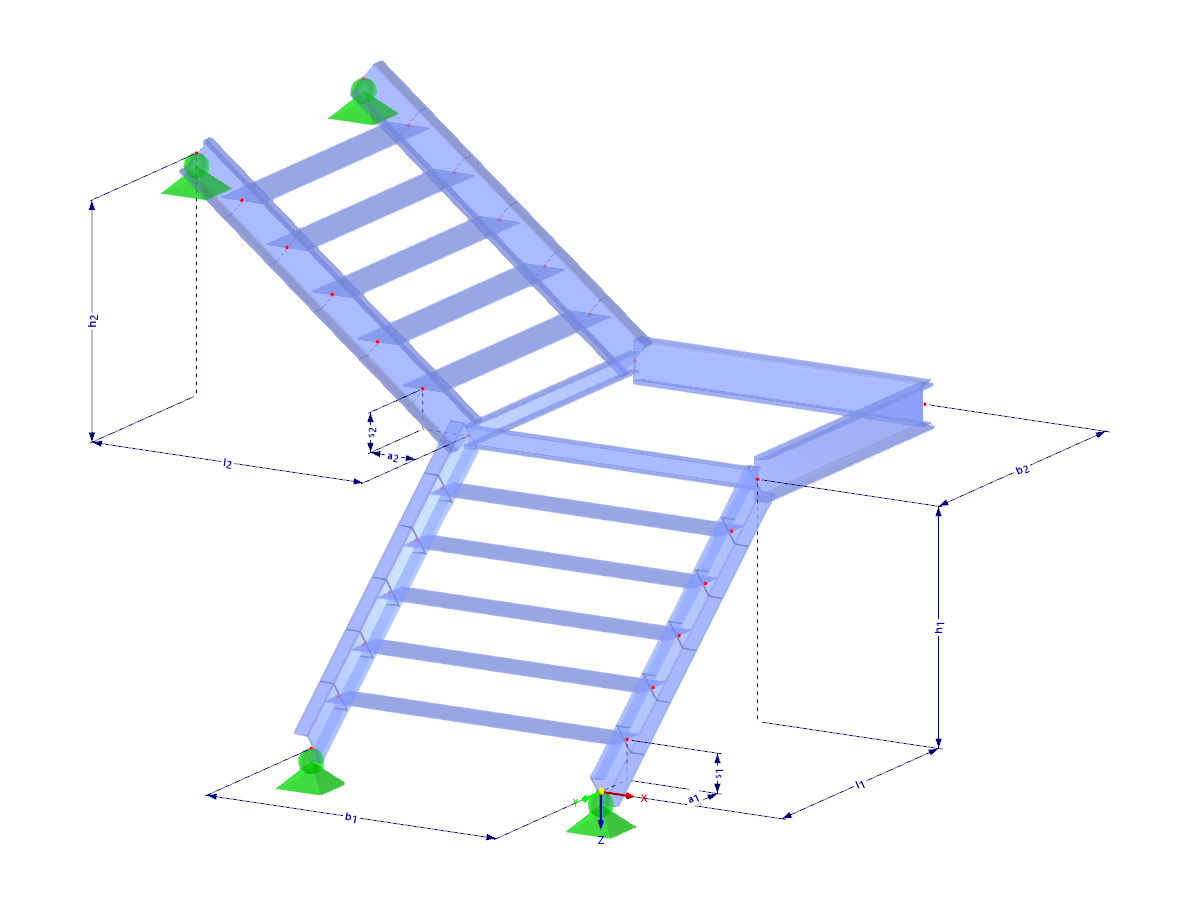 Modell 003079 | STS003-b | Treppe | Zweiläufig mit Parametern