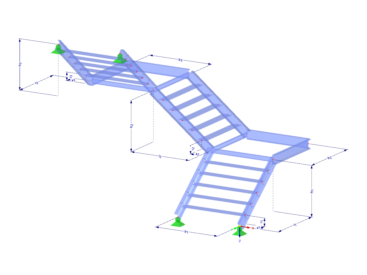 Modell 003081 | STS005-b | Treppe | Dreiläufig mit Parametern