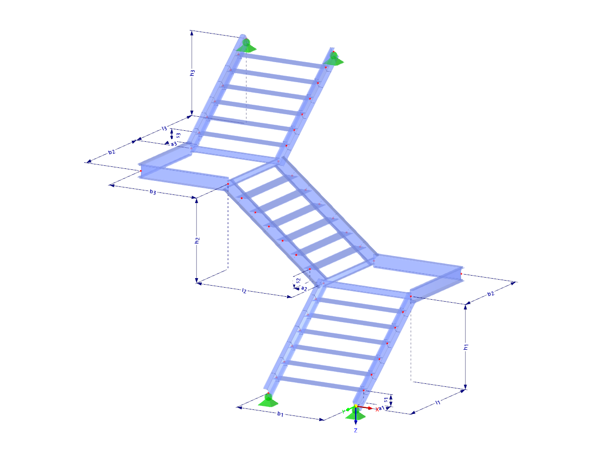 Modell 003082 | STS006-b | Treppe | Dreiläufig mit Parametern