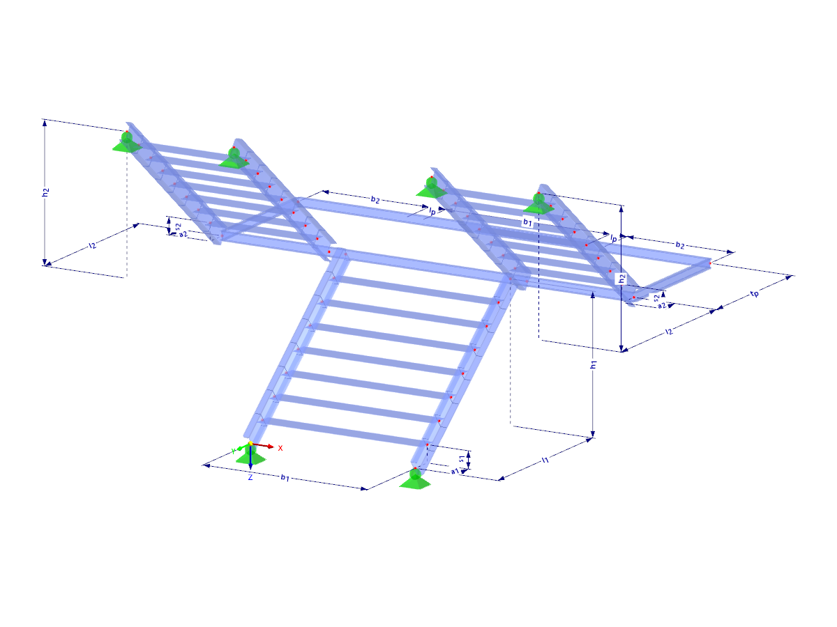 Modell 003086 | STS008 | Treppe | Dreiläufig mit Parametern