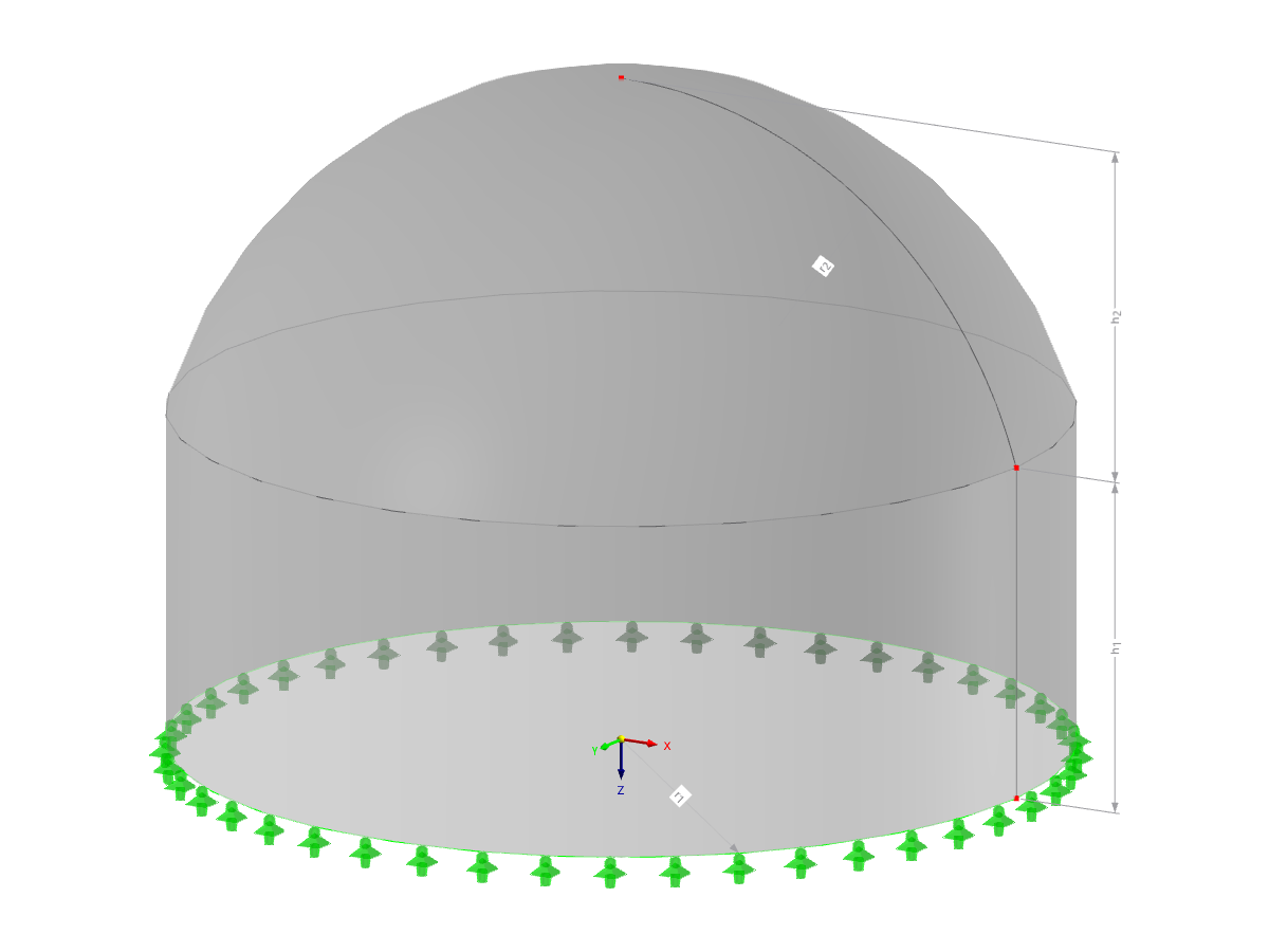 Modell 003088 | SHD003 | Kuppel auf kreisförmiger Wand mit Parametern