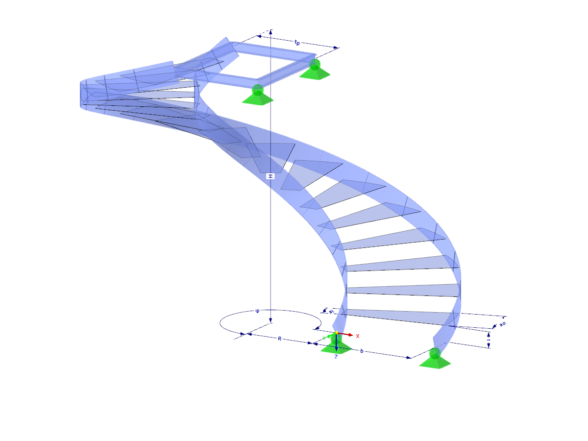 Modell 003094 | STS021-crv-b | Treppe mit Parametern