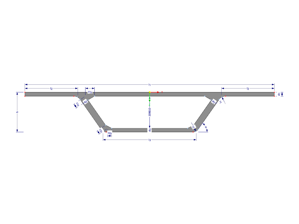 Modell 003239 | BGB001 | Einzelliger Hohlkastenträger mit Parametern