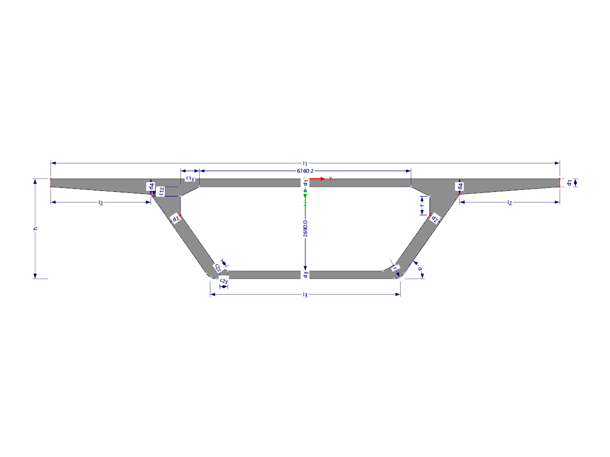 Modell 003241 | BGB002 | Einzelliger Hohlkastenträger mit Parametern