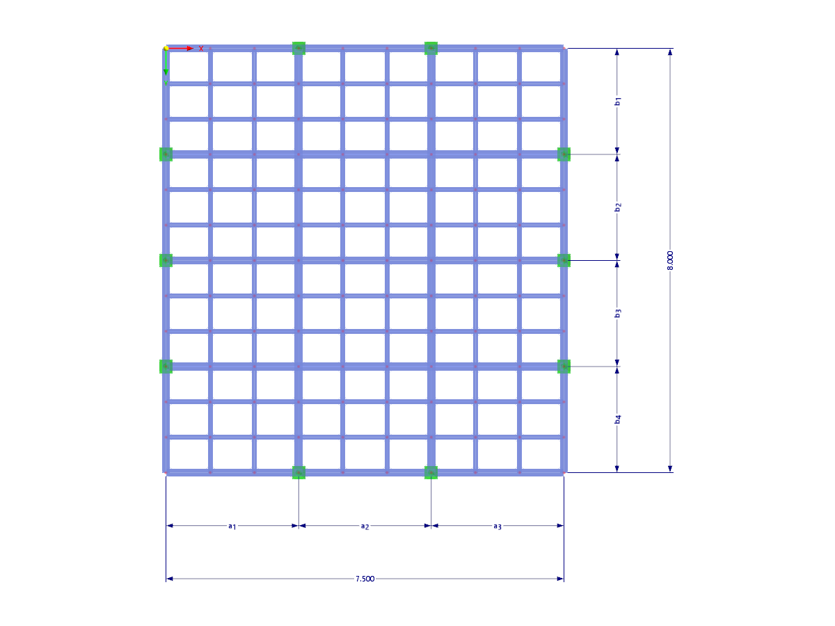 Modell 003250 | BG002 | Trägerrost. Rechteckig mit Parametern