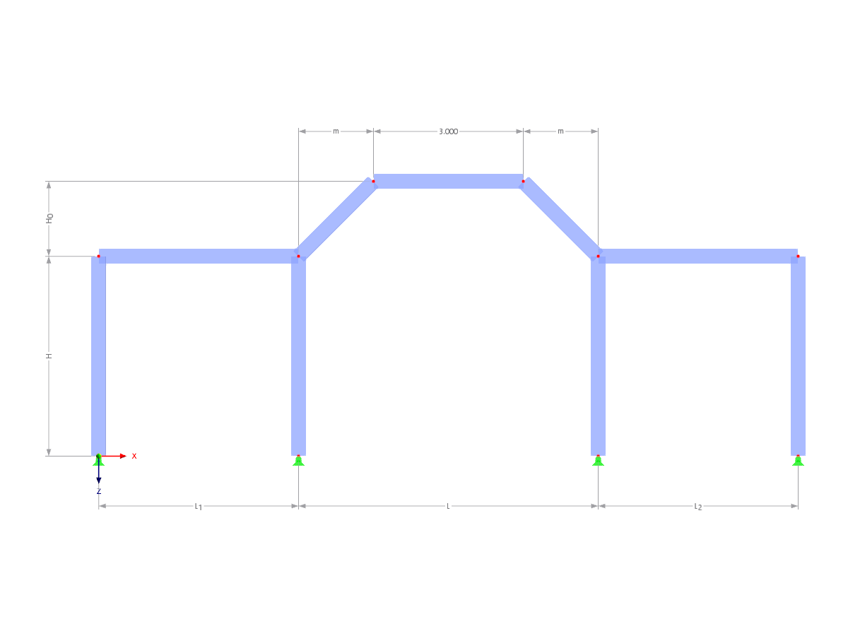 Modell 003304 | F3B013 | Dreifeldrahmen mit Parametern