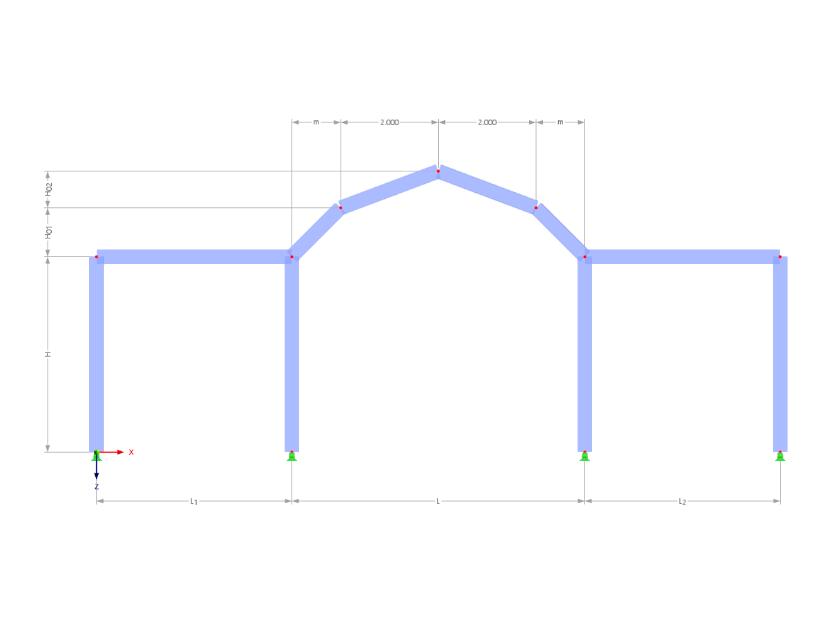 Modell 003307 | F3B015 | Dreifeldrahmen mit Parametern