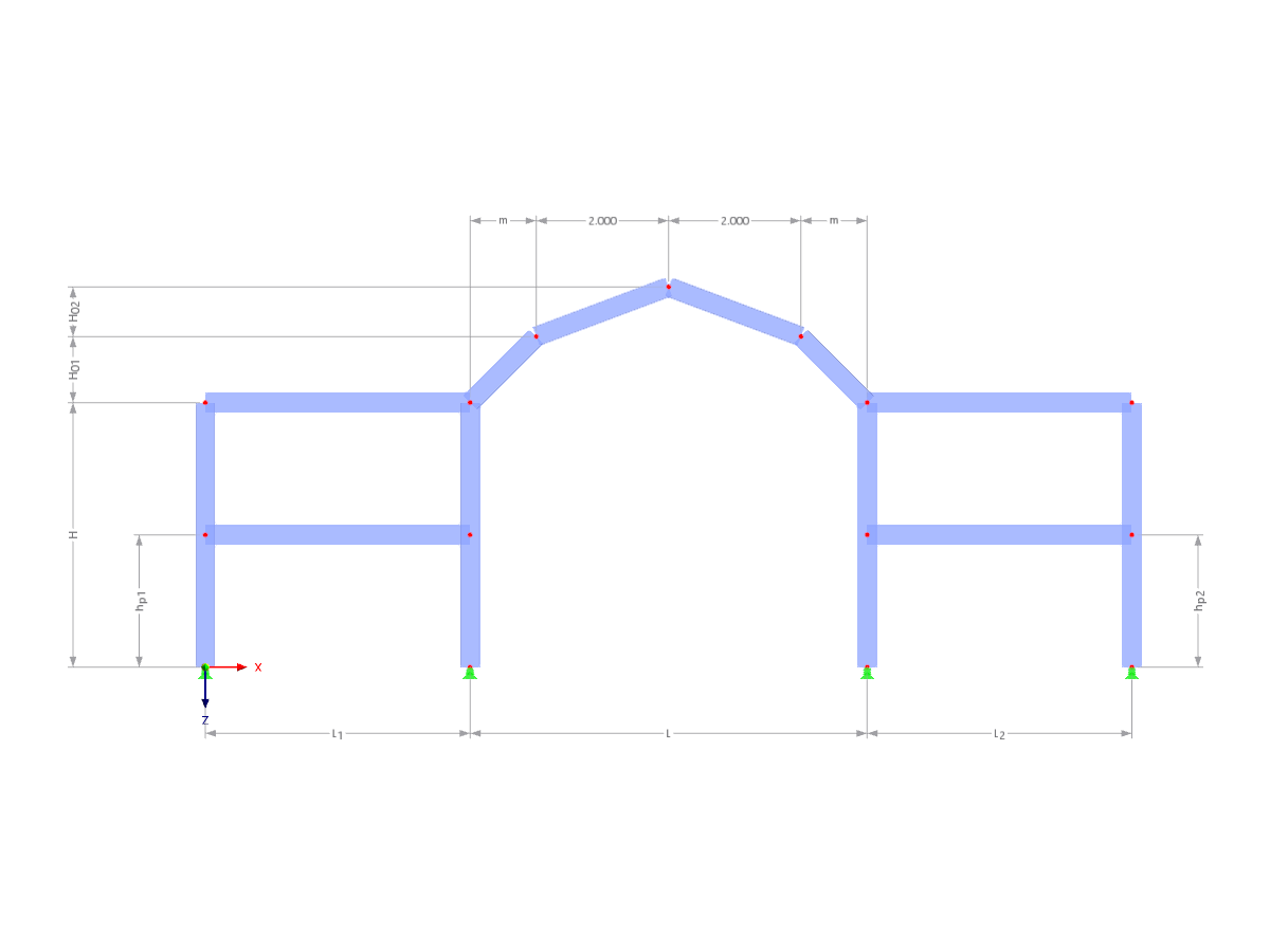 Modell 003308 | F3B016 | Dreifeldrahmen mit Parametern