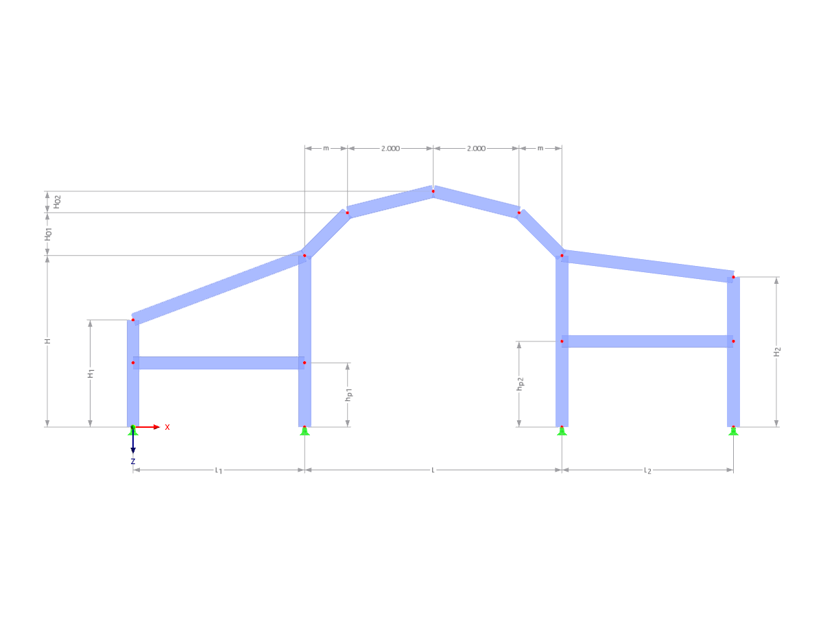 Modell 003314 | F3B020 | Dreifeldrahmen mit Parametern