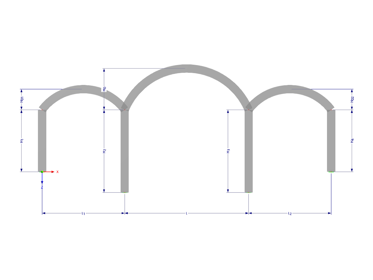 Modell 003337 | F3B203c | Dreifeldrahmen mit Parametern