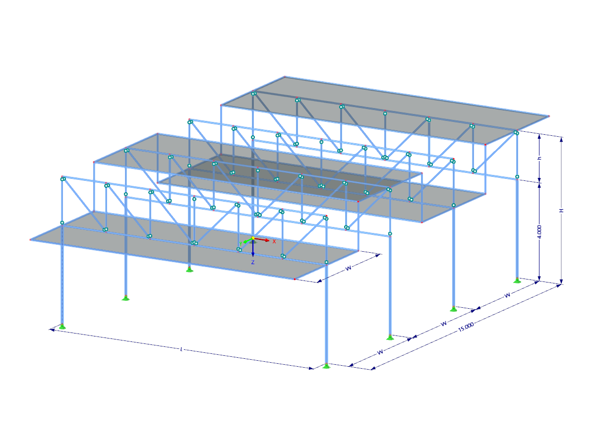 Modell 003473 | FTS003 | Horizontale zentral gestützte Dachebenen mit Parametern