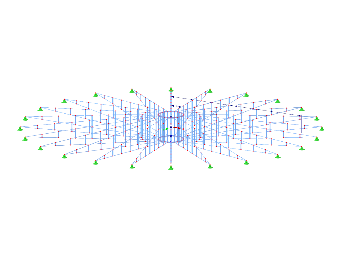 Modell 003518 | RCT002 | Parallelgurtige Rotationssysteme mit Stabilisierung durch gegenwirkende Seile mit Parametern