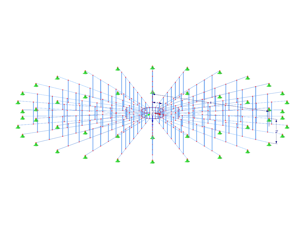 Modell 003520 | RCT003 | Parallelgurtige Rotationssysteme mit Stabilisierung durch gegenwirkende Seile mit Parametern