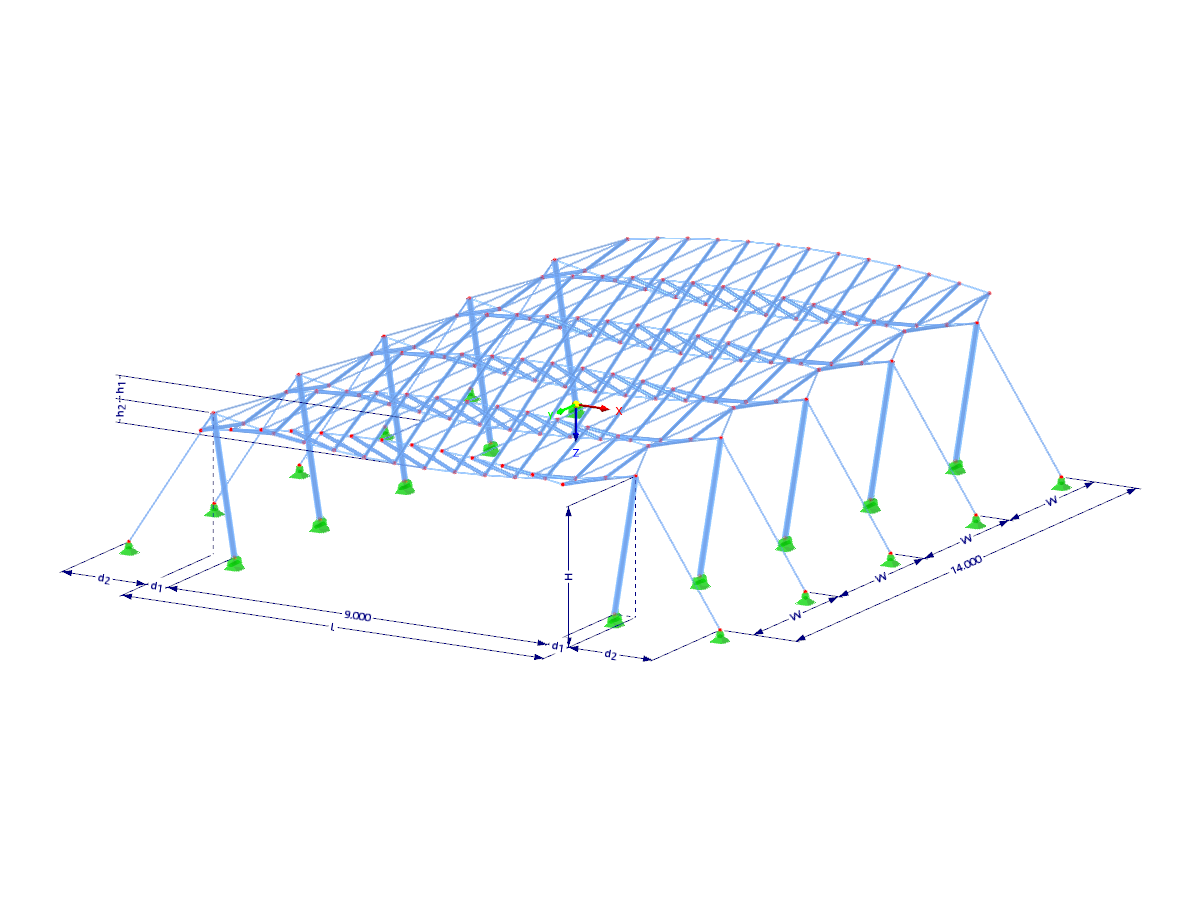 Modell 003551 | CT003-a | Räumliches Parallelsystem mit Stabilisierung durch gegenwirkendes Seil mit Parametern