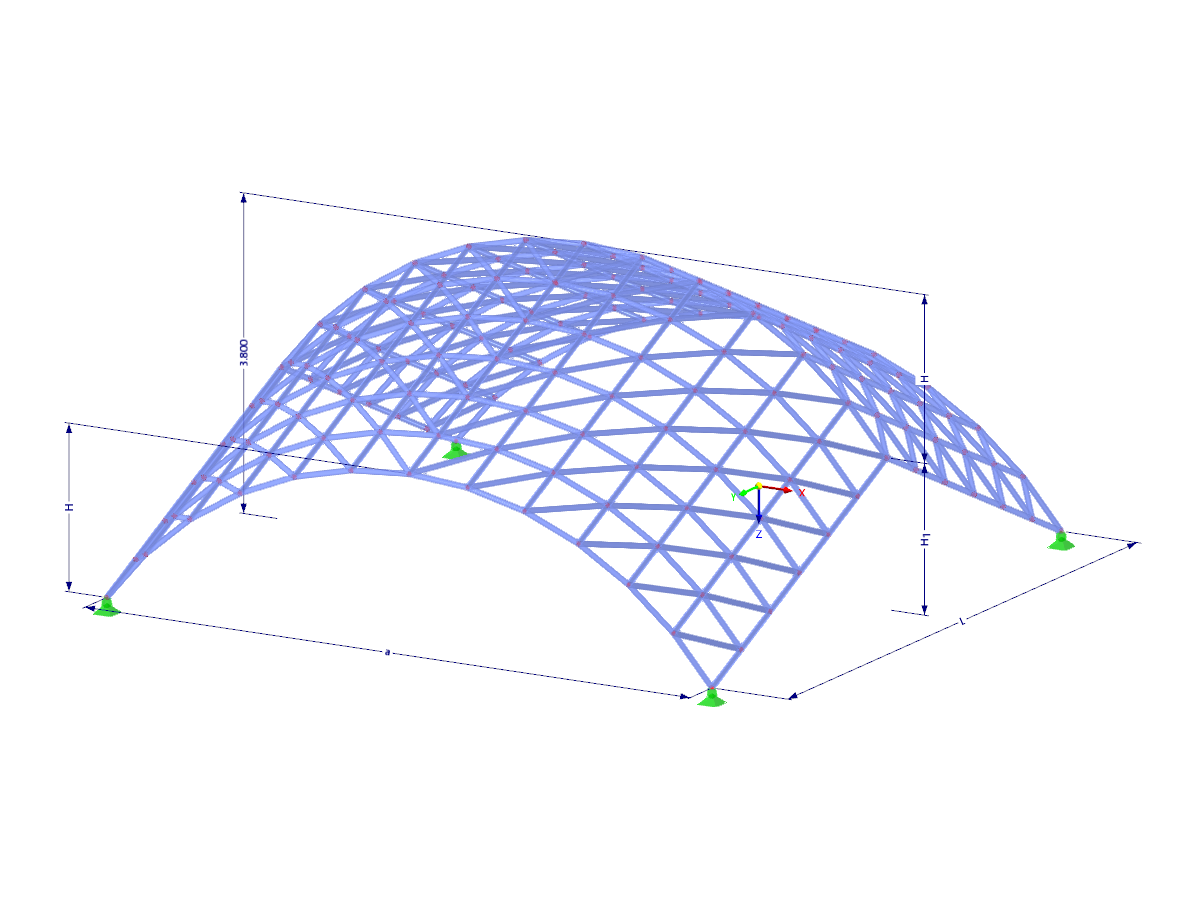 Modell 003589 | TSC001 | Fachwerksystem für einfach gekrümmte Flächen mit Parametern