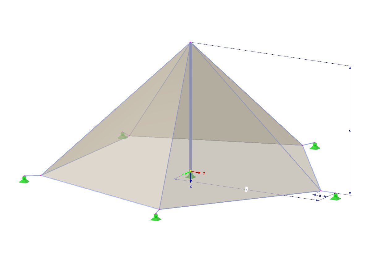 Modell 003796 | TMS057 | Membran- und Seilnetzstruktur mit Parametern