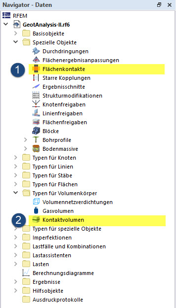 Kontakte im Navigator in RFEM 6