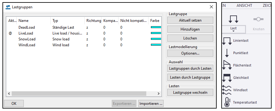 Lastobjekte in Tekla Structures