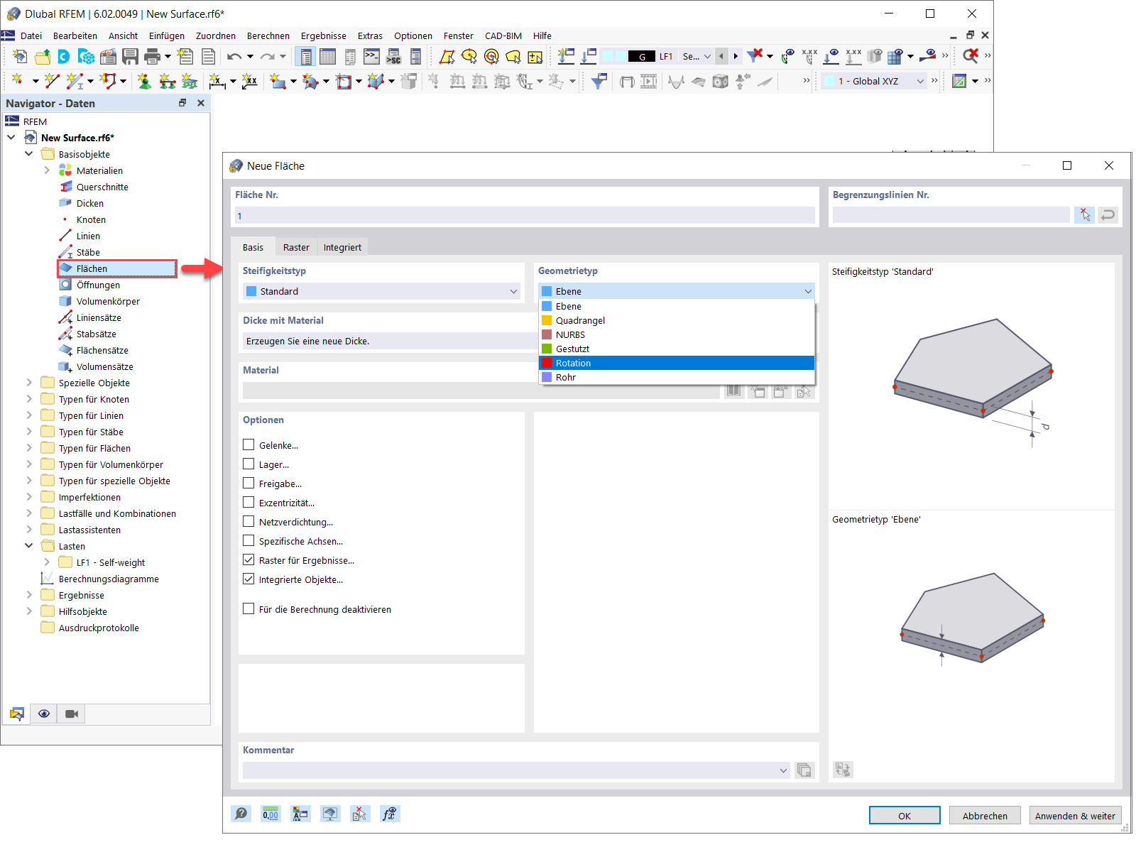 Flächen in RFEM 6