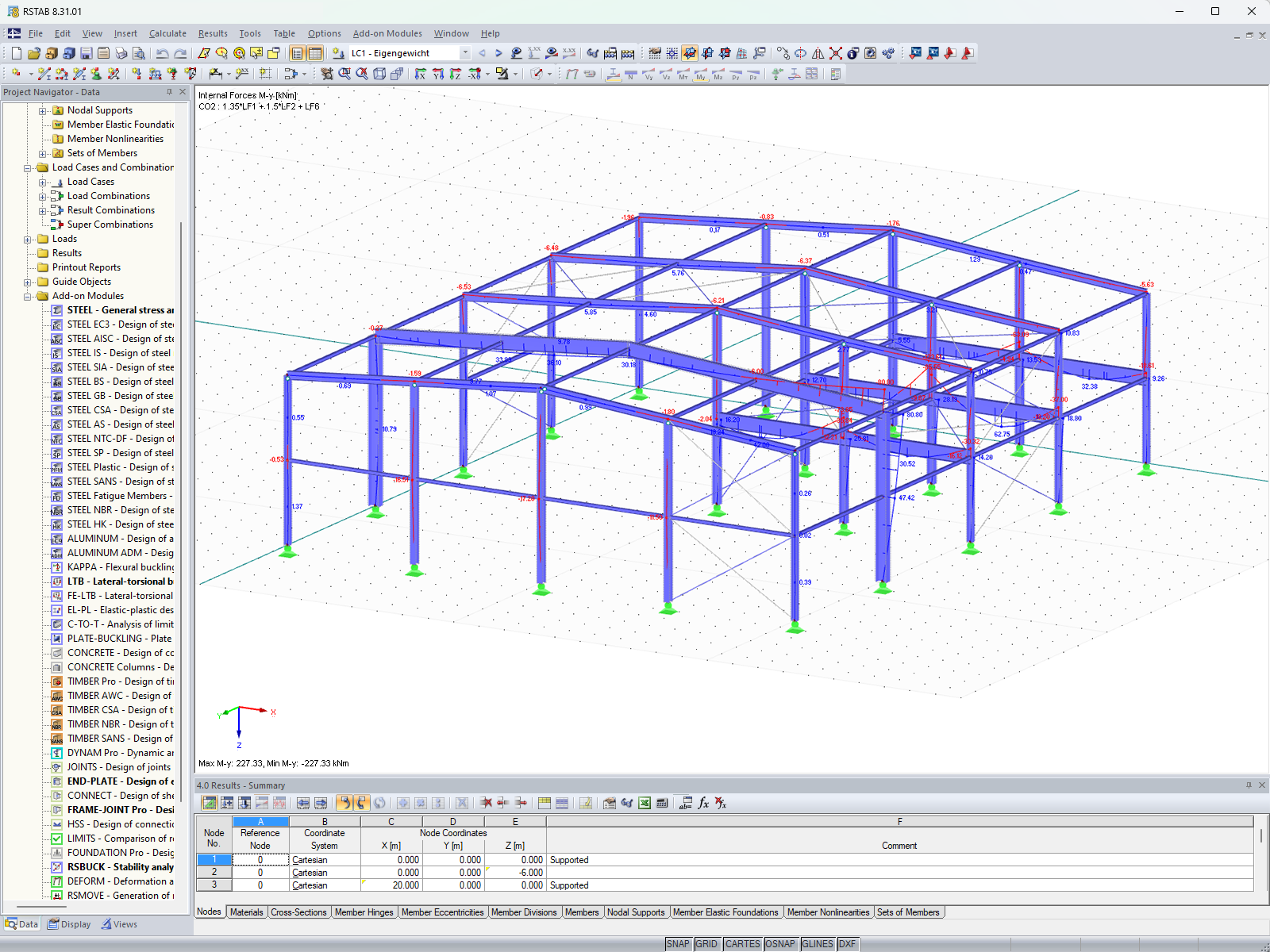 Stahlhalle in RSTAB 8 (Masonry)