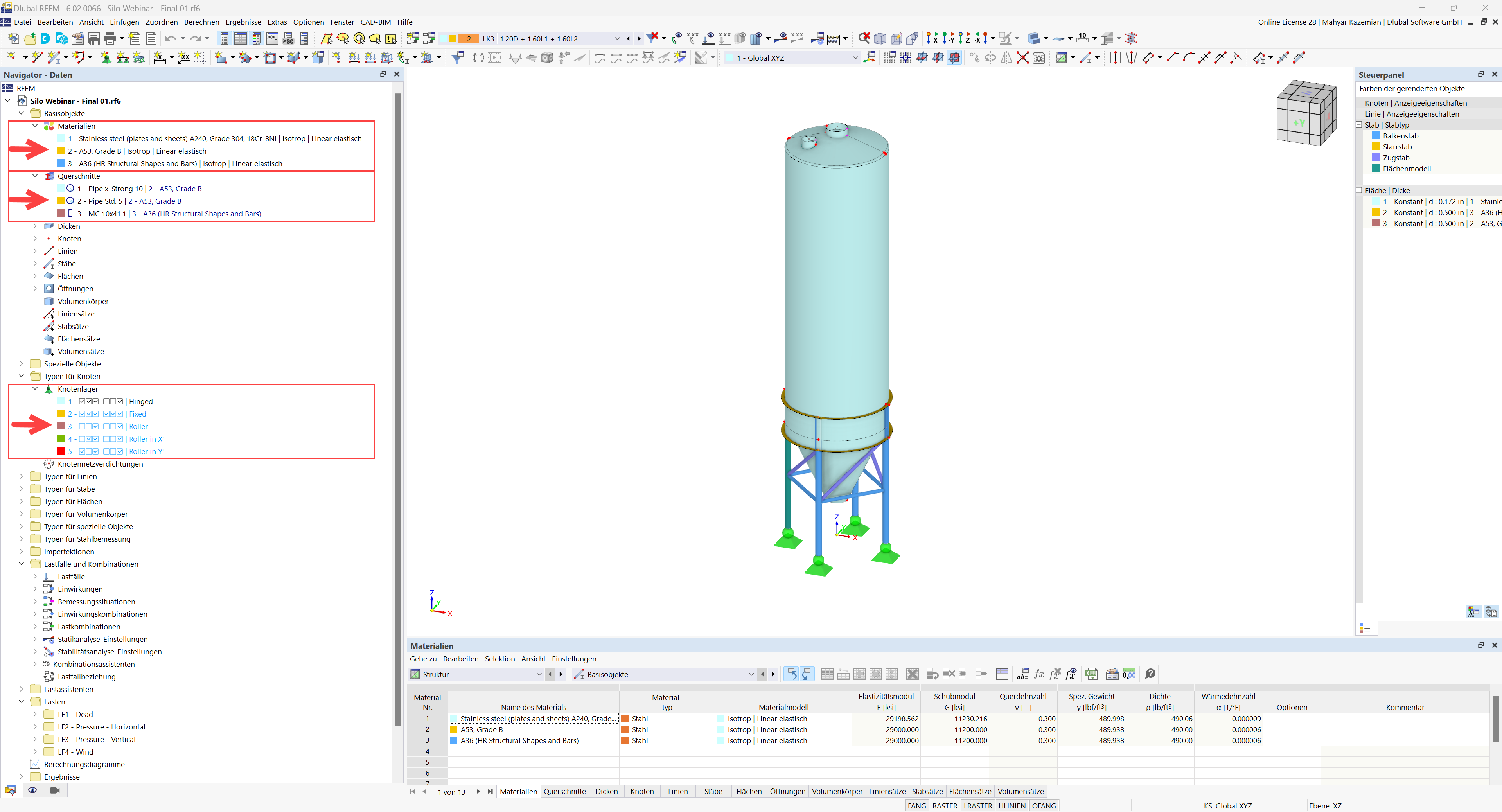 Bild 1: RFEM-Modell des Silos