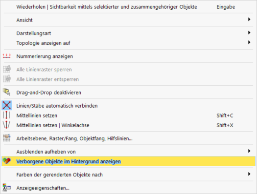 Verborgene Objekte im Hintergrund anzeigen