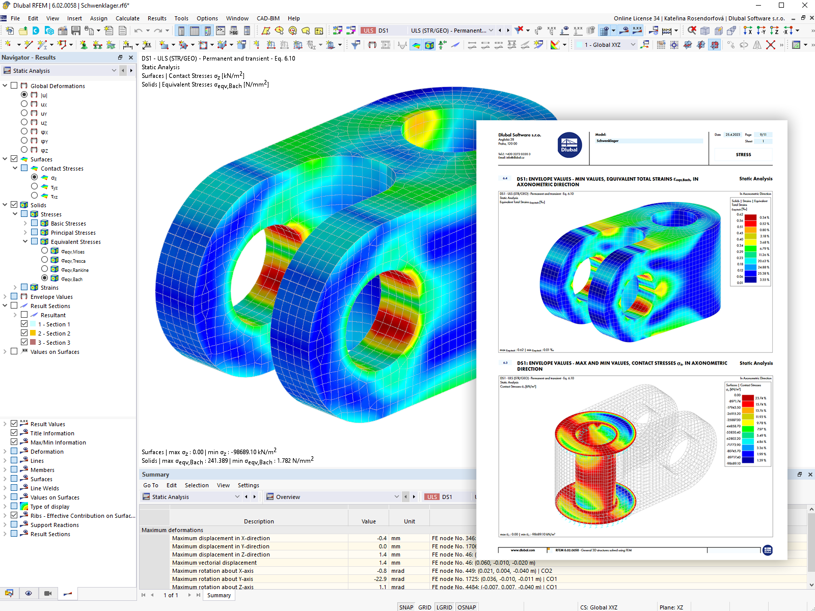 Dokumentation der Spannungsanalyse von Flächen in RFEM 6