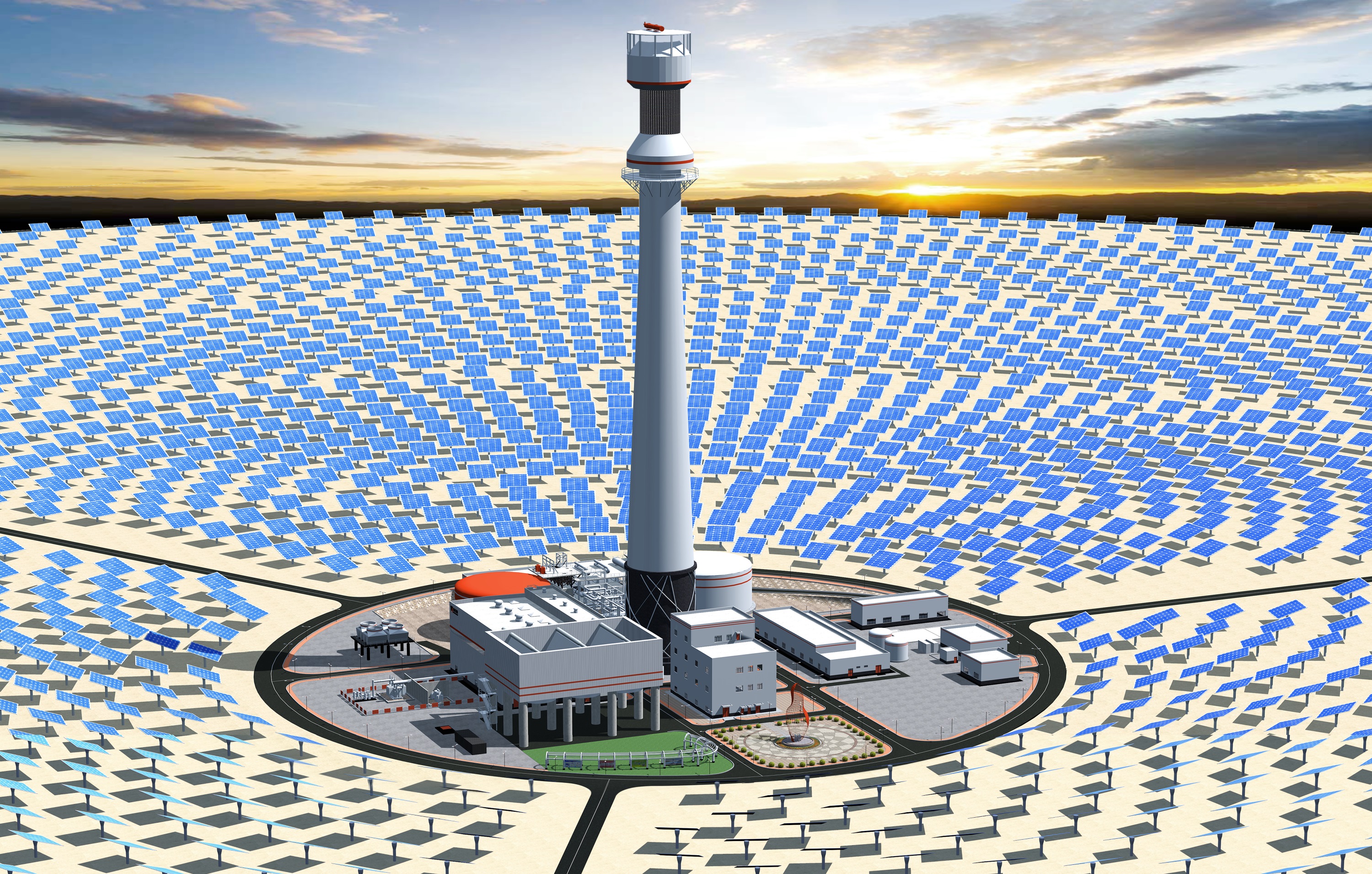 Visualisierung des Solarkraftwerks (© Cockerill Maintenance & Ingenierie s.a. (CMI))